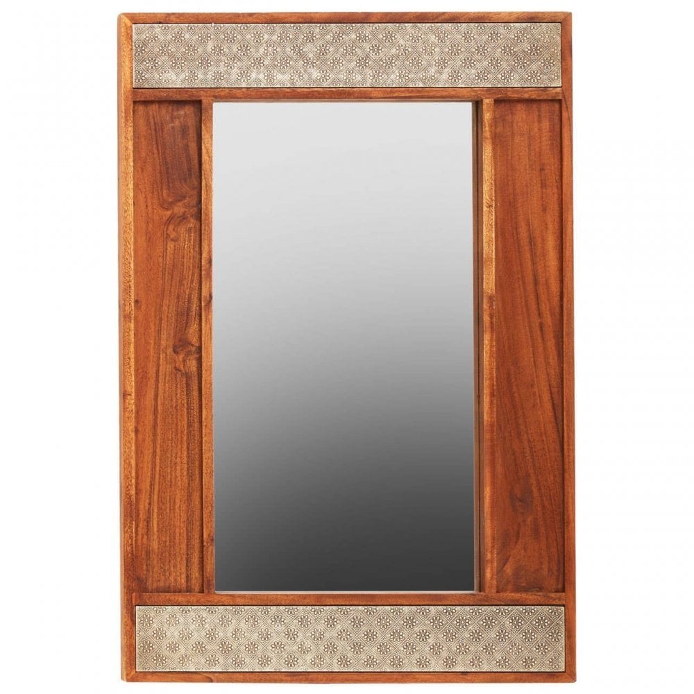 Boho Acacia Wood Wall Mirror