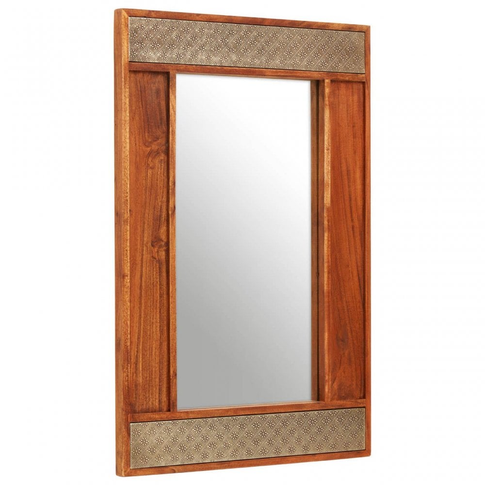 Boho Acacia Wood Wall Mirror