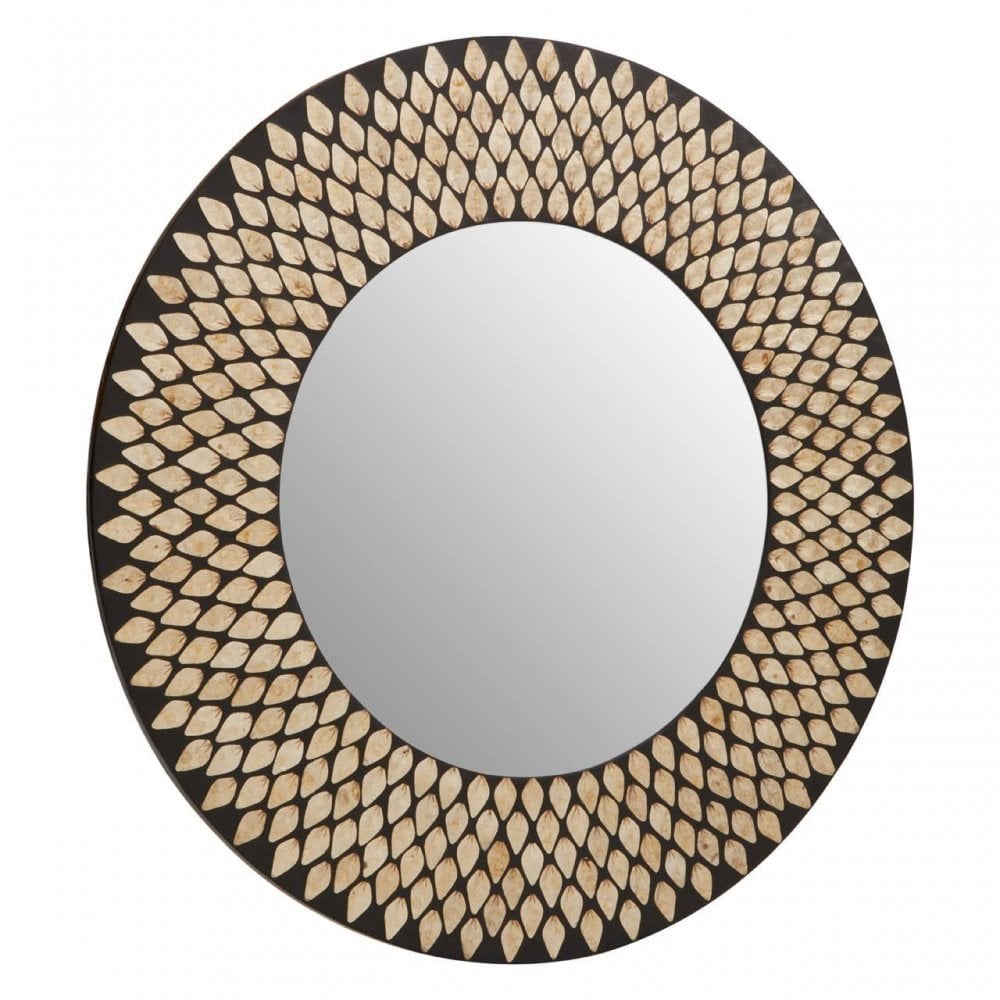 Palu Black And Gold Shell Wall Mirror