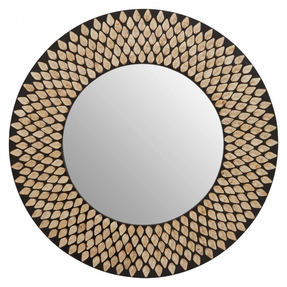 Palu Black And Gold Shell Wall Mirror