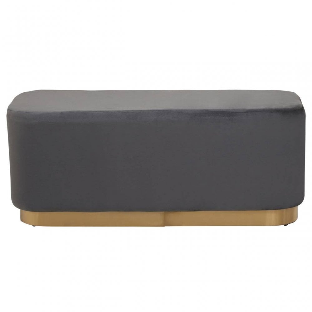 Hartford Rectangular Grey Stool With Matte Gold Base