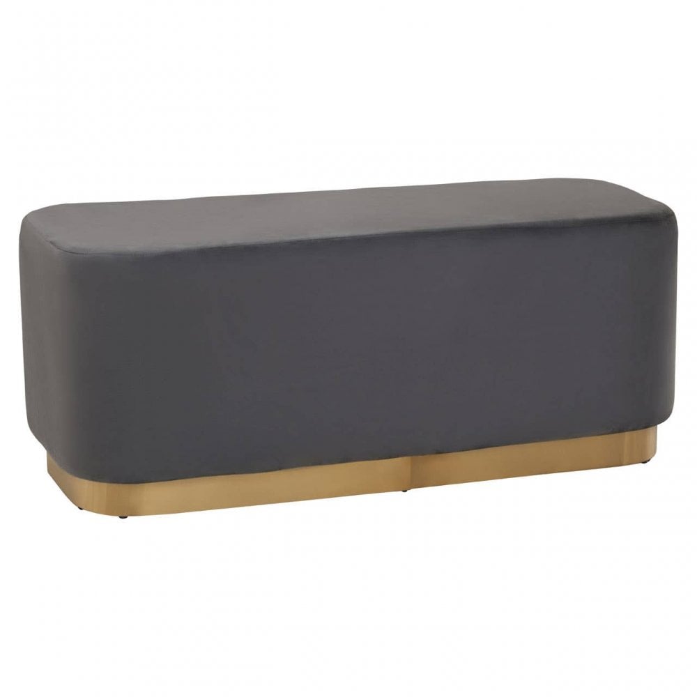 Hartford Rectangular Grey Stool With Matte Gold Base