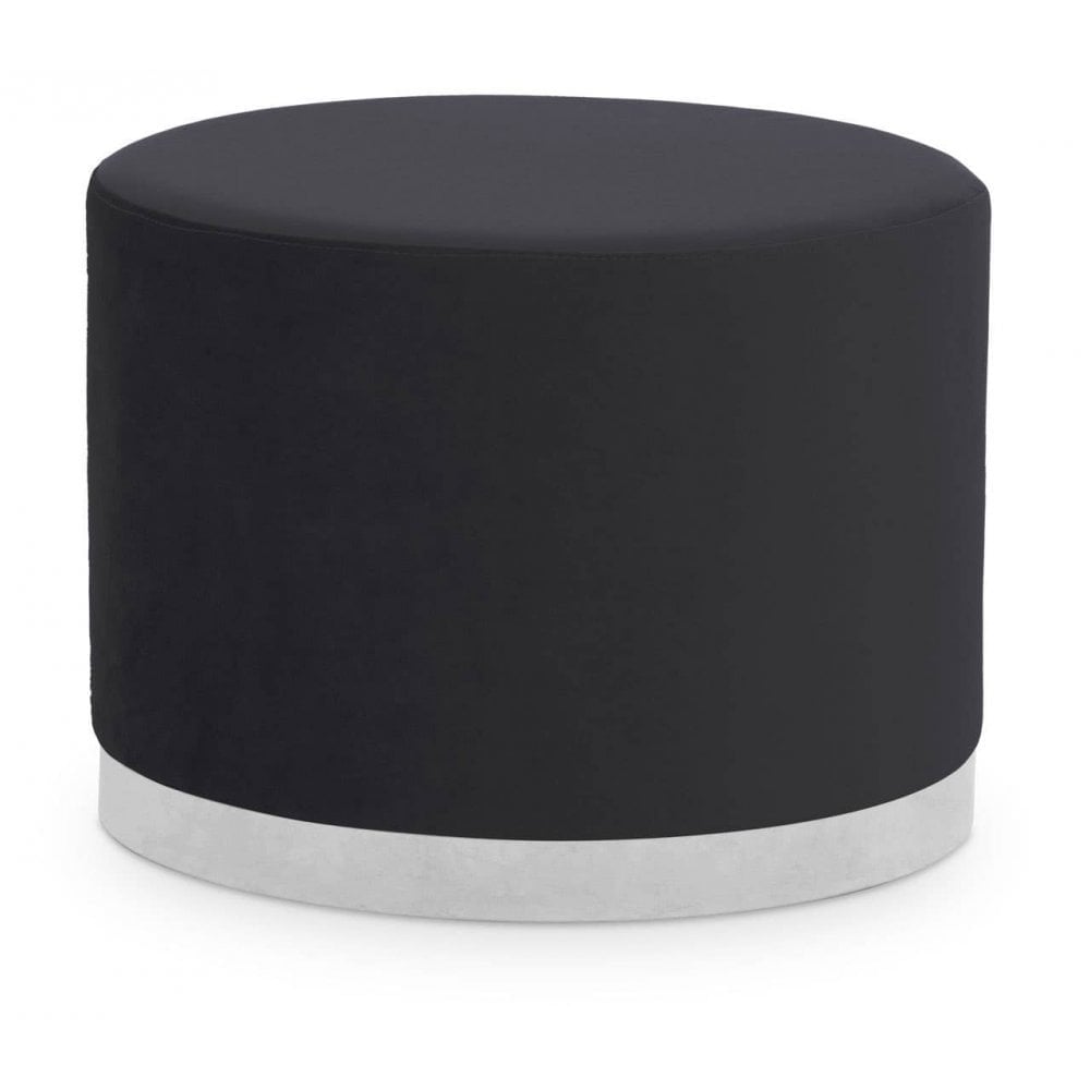 Hagen Black And Silver Round Stool