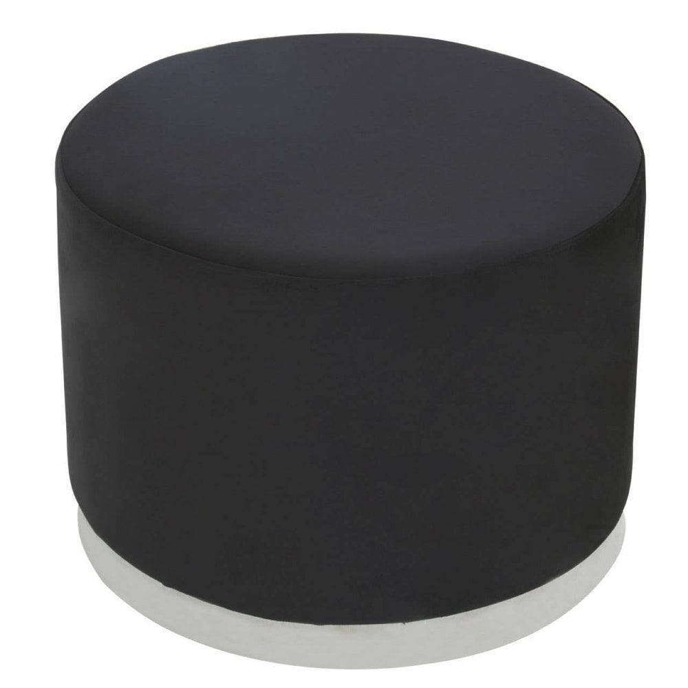 Hagen Black And Silver Round Stool