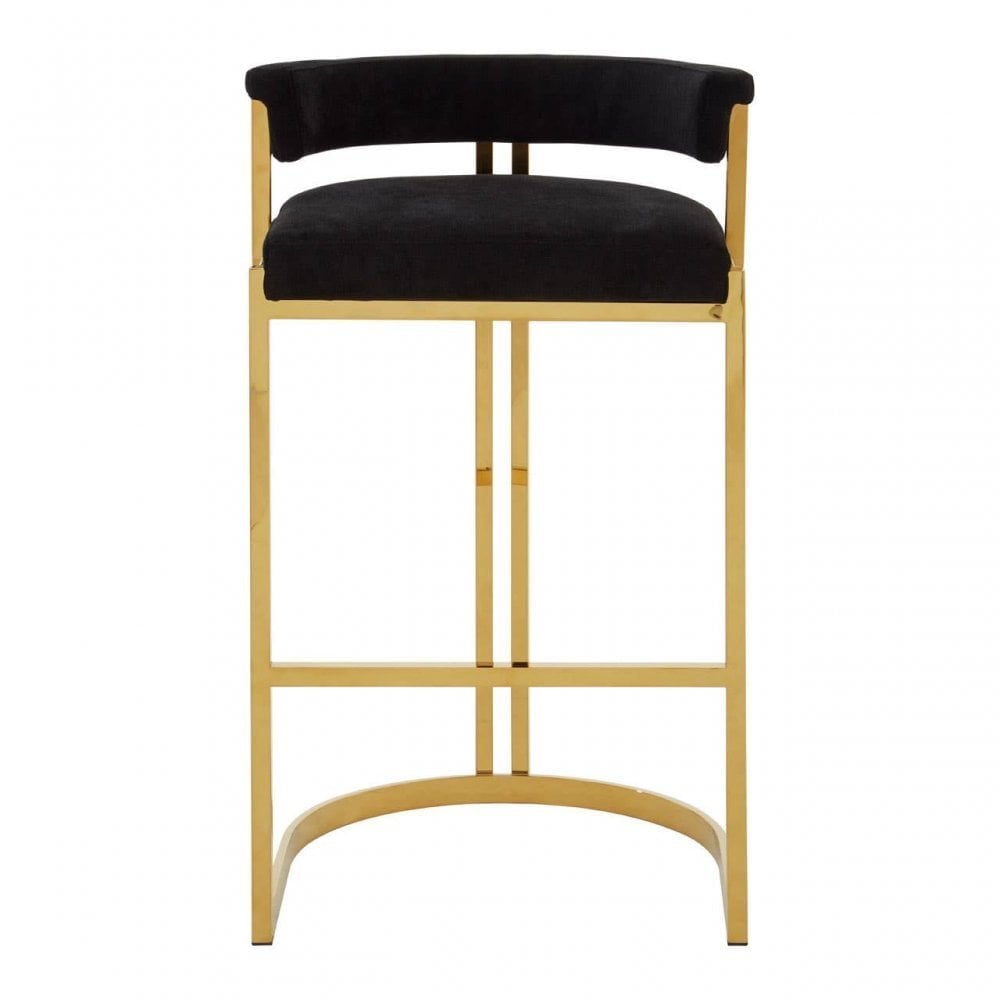 Piermont Black Velvet & Gold Bar Stool