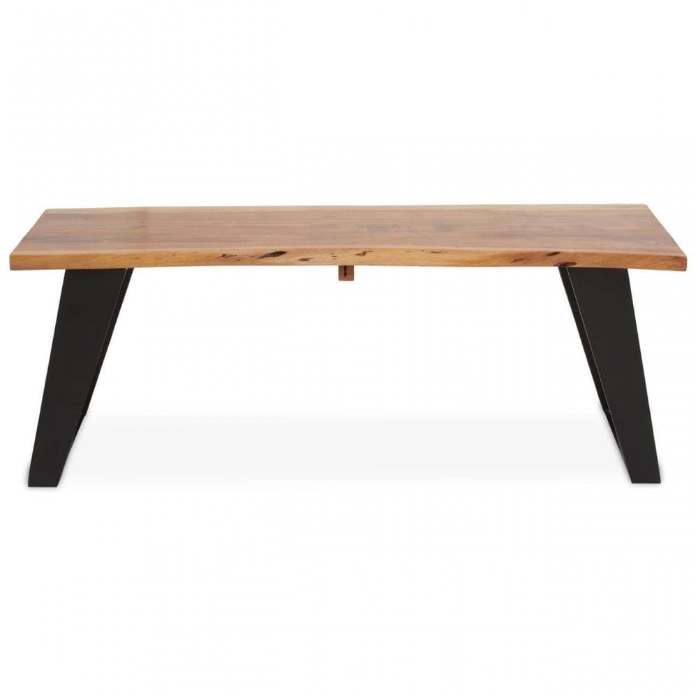 Surax Acacia Wood And Looped Iron Base Coffee Table