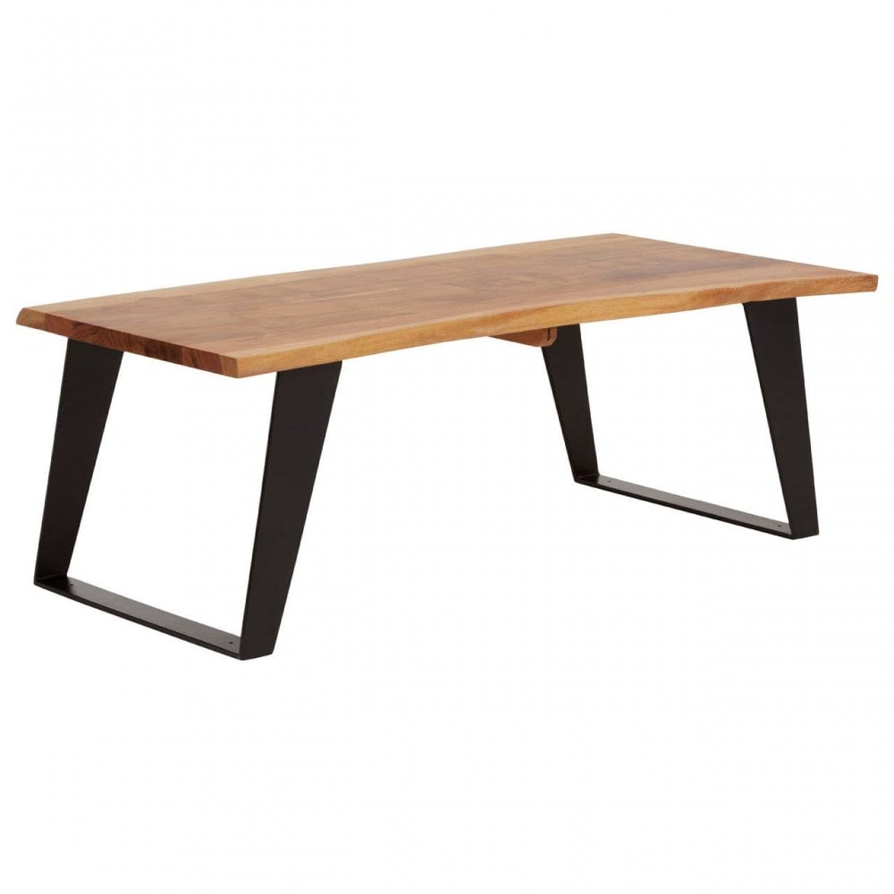 Surax Acacia Wood And Looped Iron Base Coffee Table