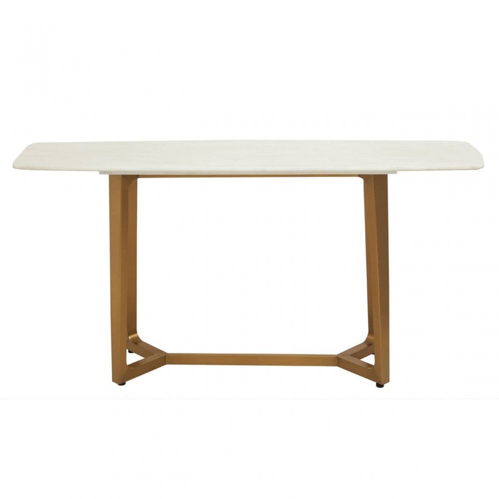 Moda White Marble Console Table With Brushed Gold Base