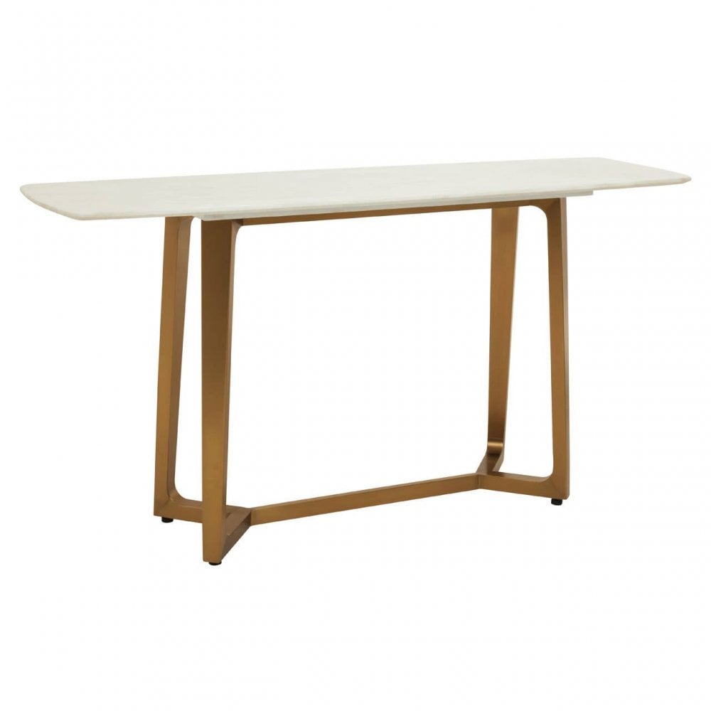 Moda White Marble Console Table With Brushed Gold Base