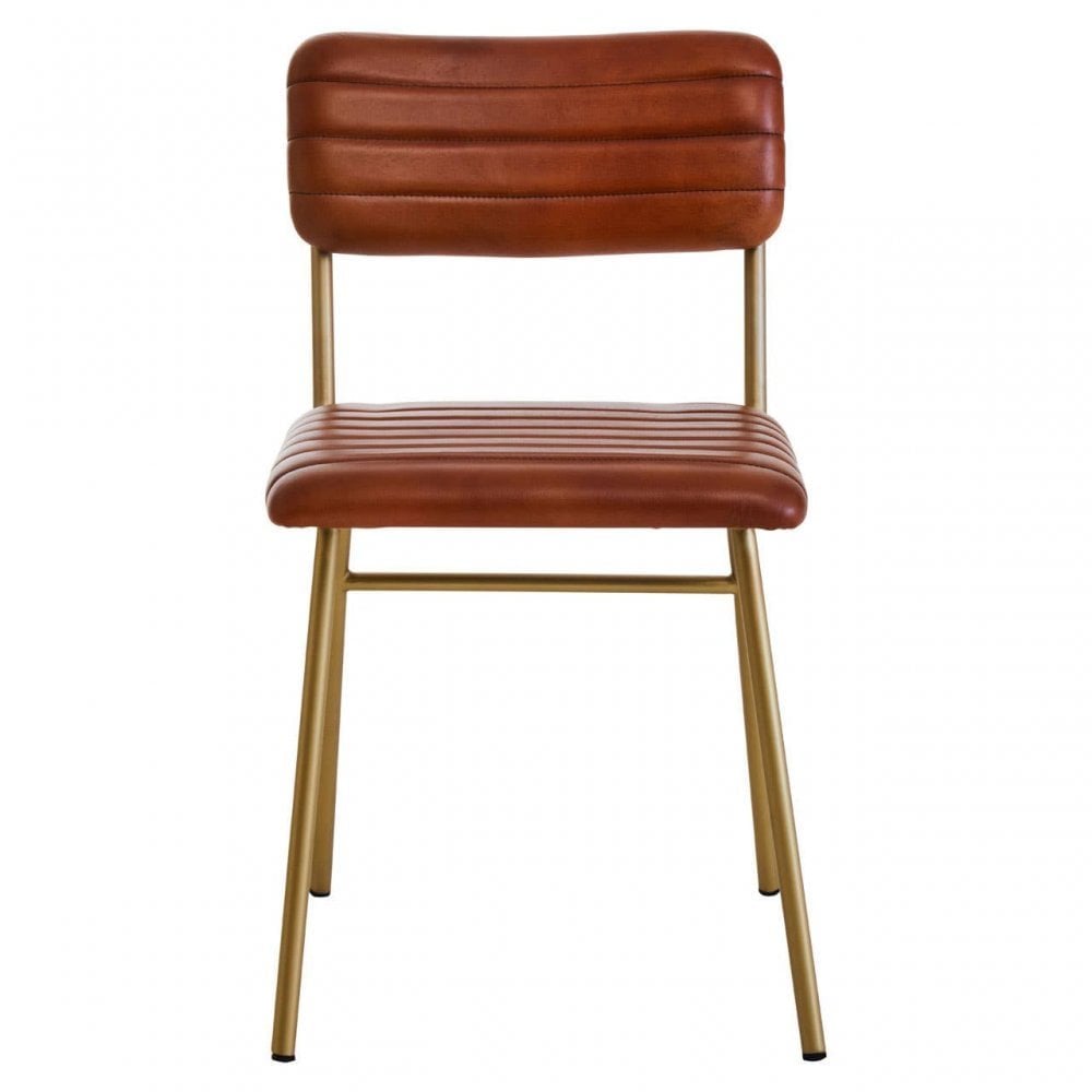 Buffalo Tan Leather Angular Dining Chair