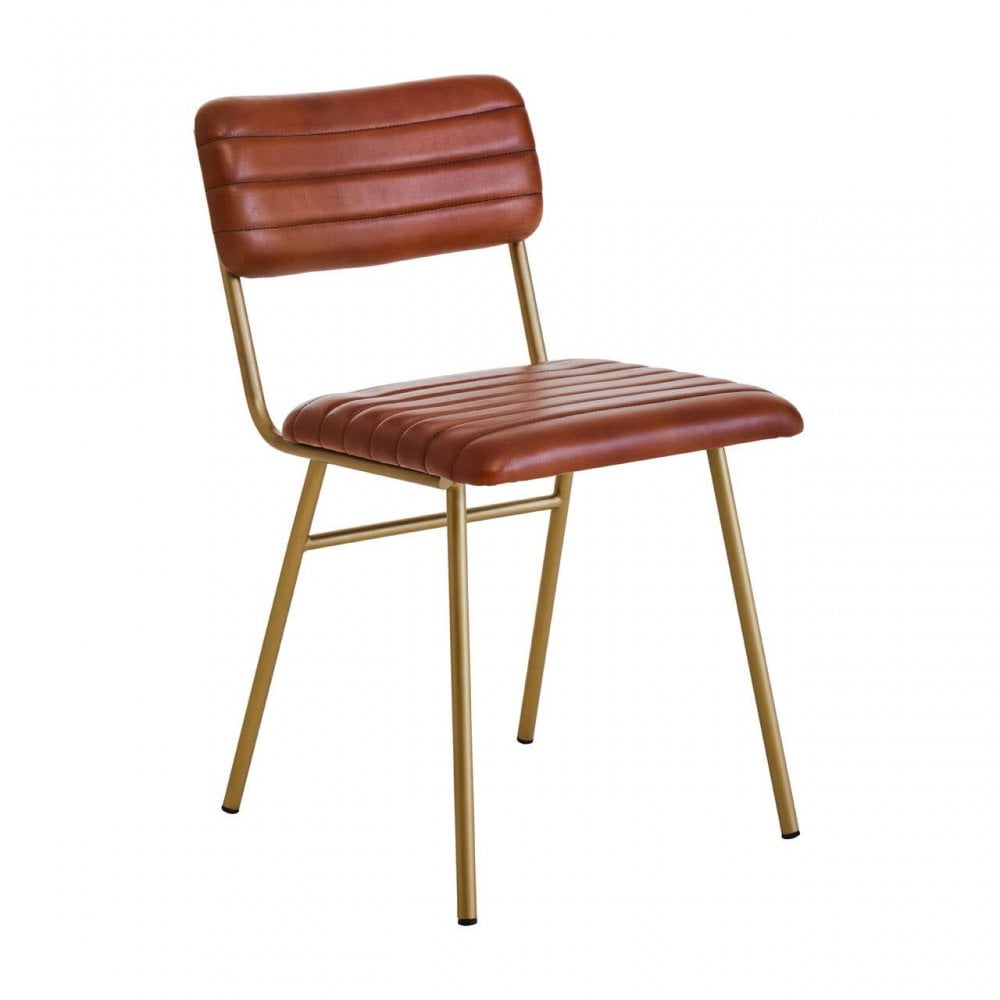 Buffalo Tan Leather Angular Dining Chair