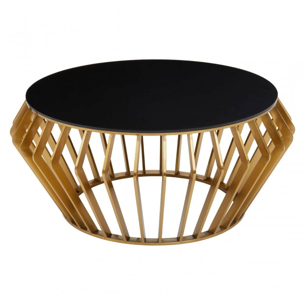 Ackley Black And Gold Round Coffee Table.