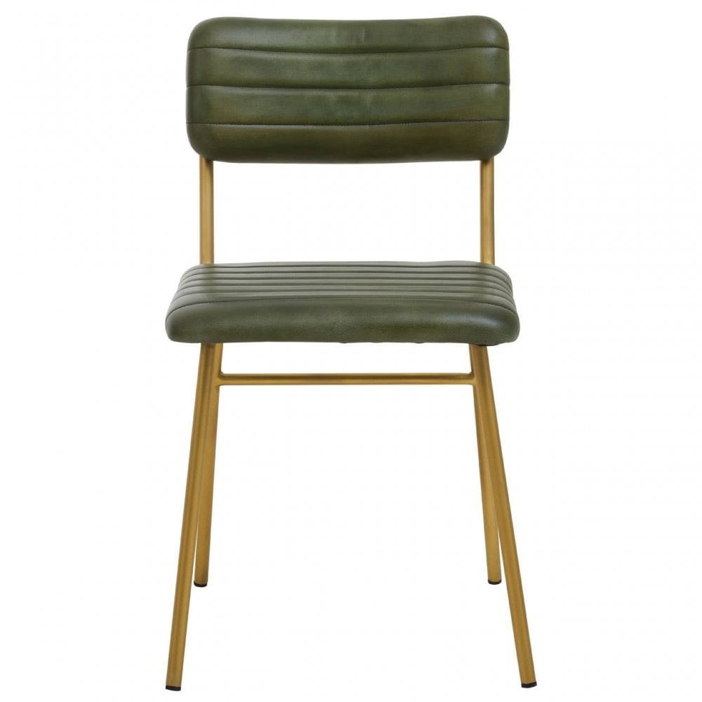 Buffalo Green Leather Angular Dining Chair