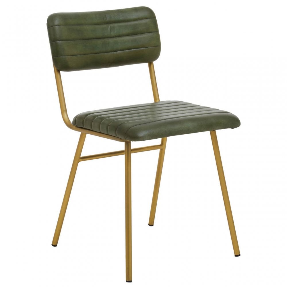 Buffalo Green Leather Angular Dining Chair