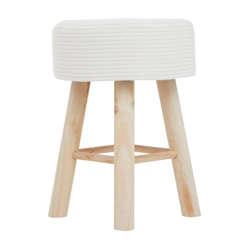 Lentigo White Cotton Rope Stool