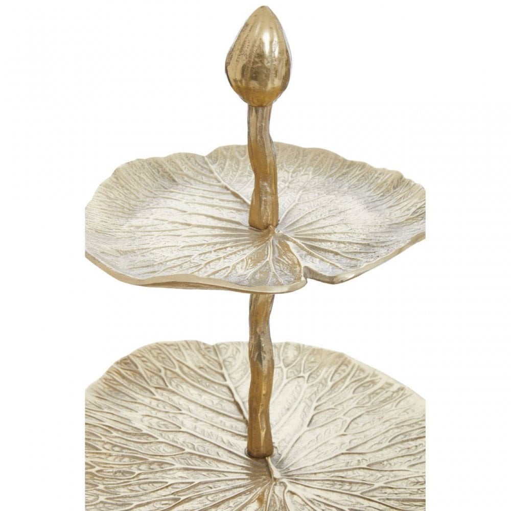 Salma Three Tier Gold Lotus Leaf Cake Stand