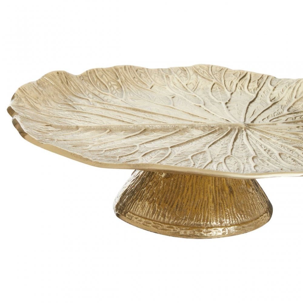 Salma Gold Finish Lotus Leaf  Cake Stand