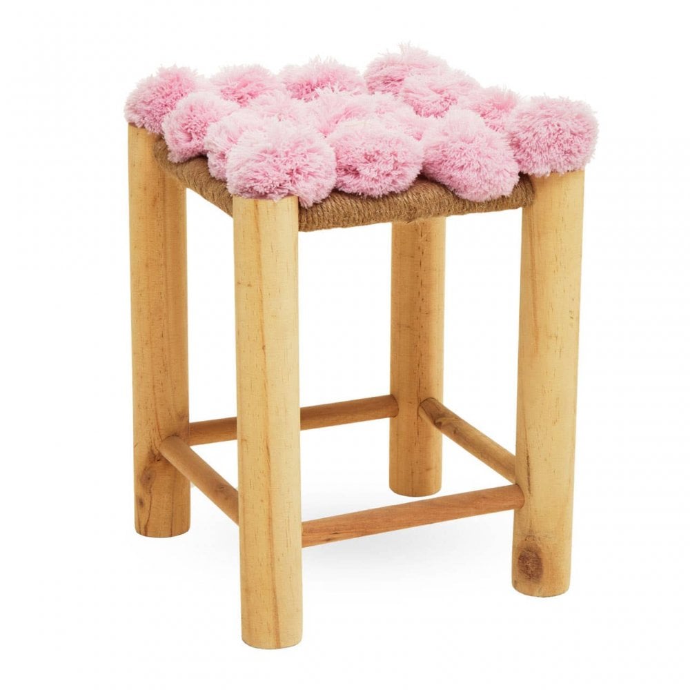 West Village Pink Pom Pom Stool