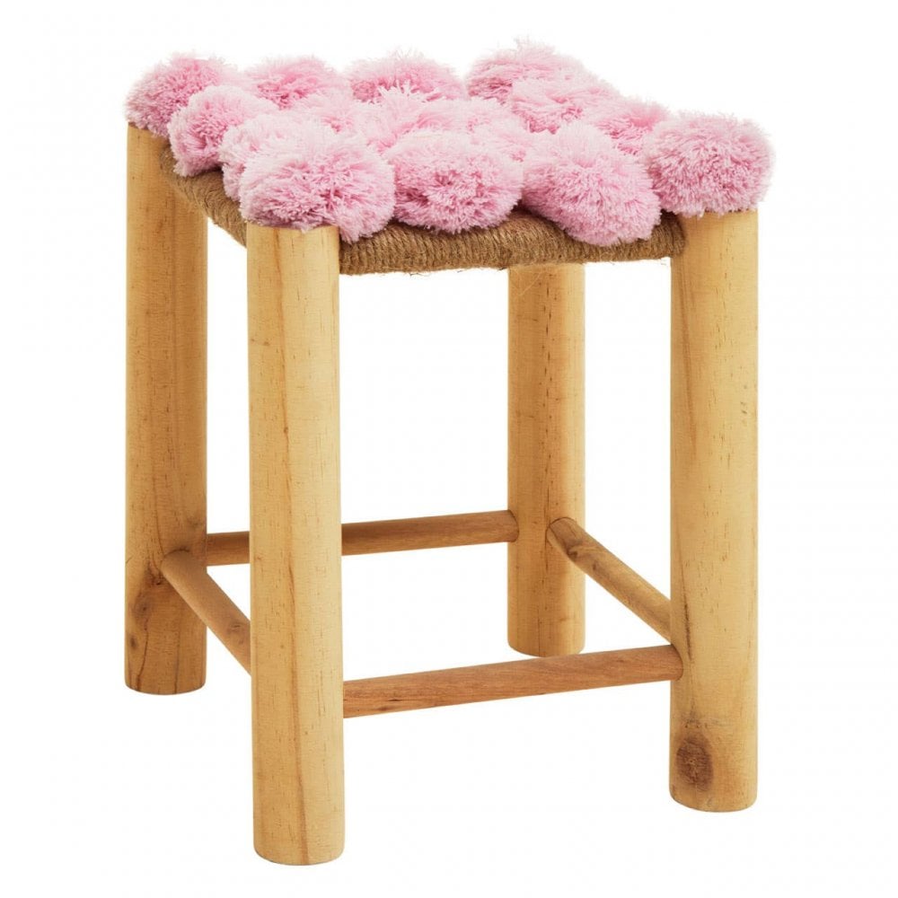 West Village Pink Pom Pom Stool