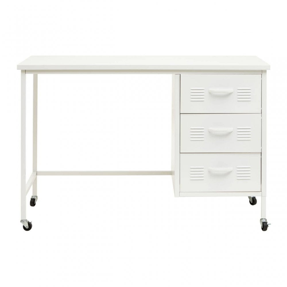 Academy Three Drawer White Desk