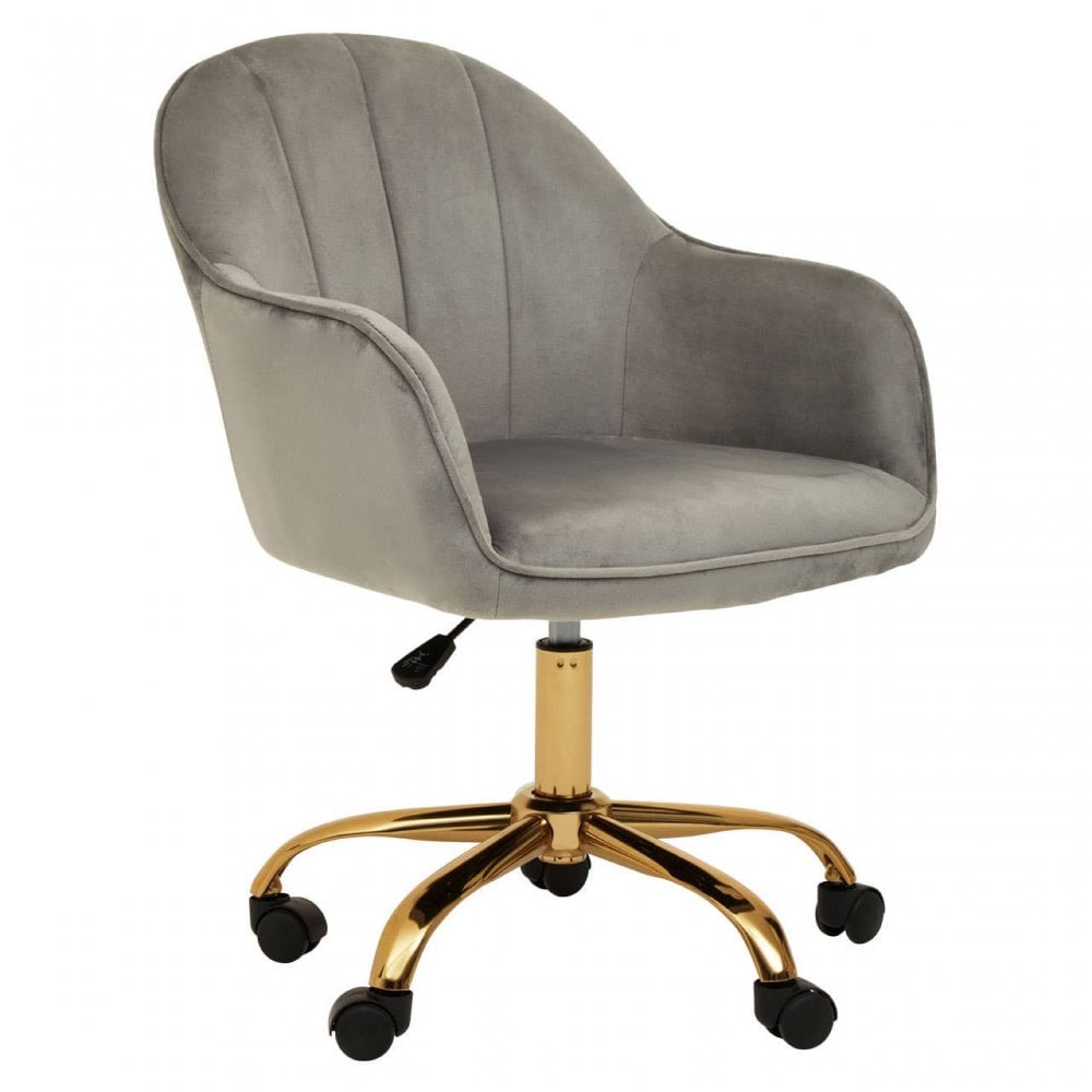 Brent Grey Velvet And Gold Home Office Chair