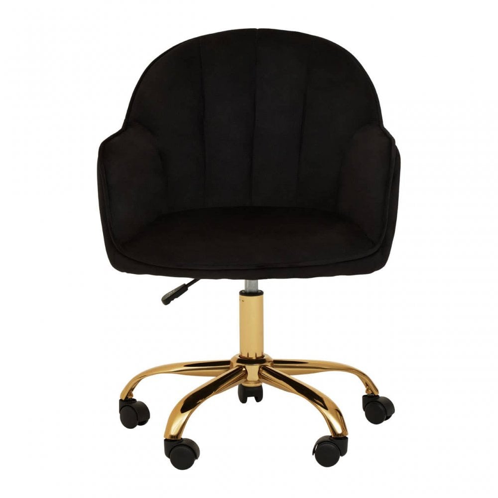 Brent Black Velvet And Gold Base Home Office Chair