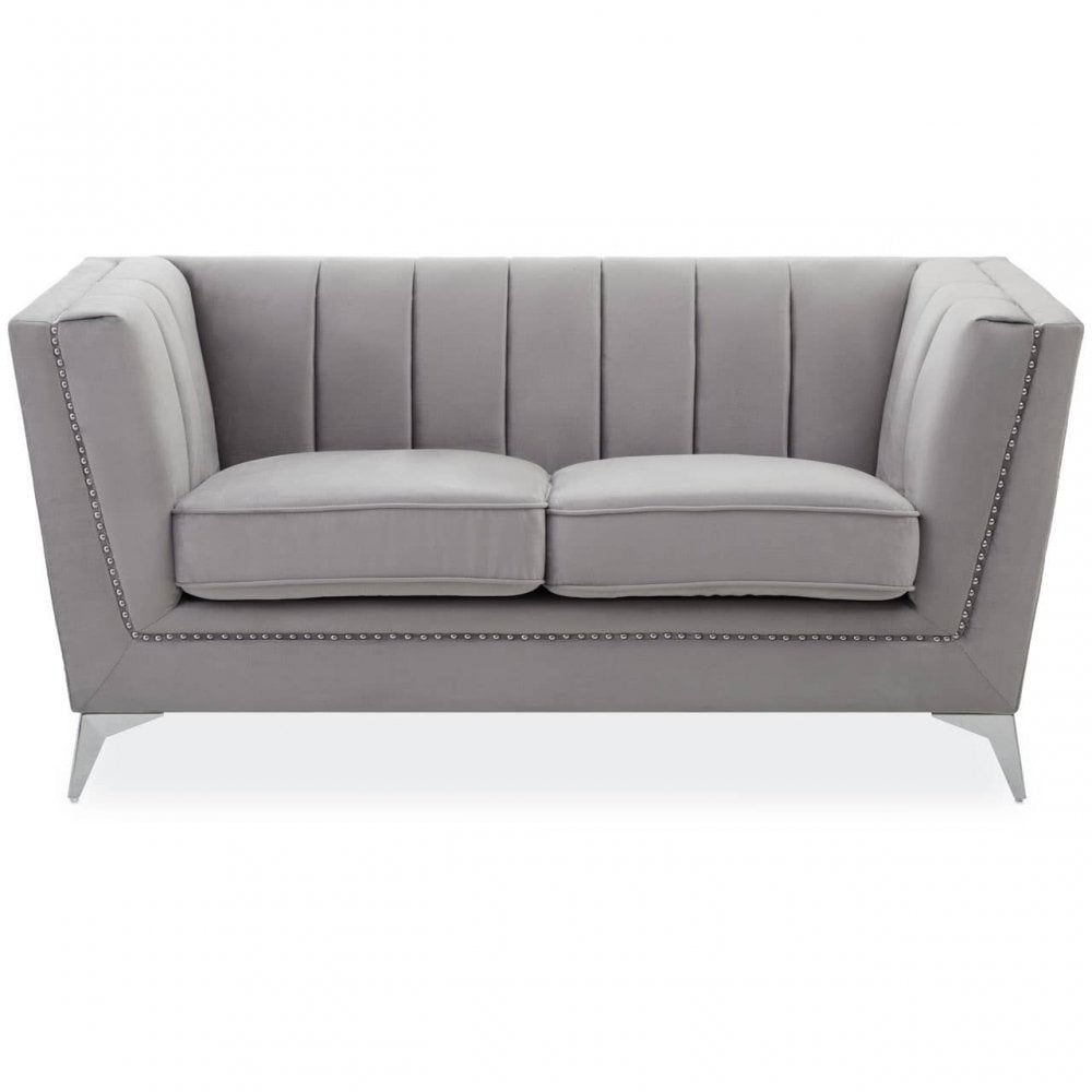 Hansa Two Seat Grey Velvet Sofa