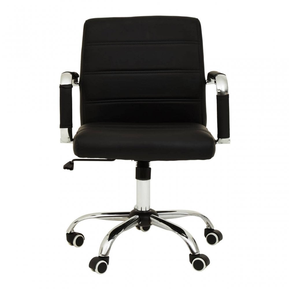 Brent Black Leather Effect And Chrome Home Office Chair