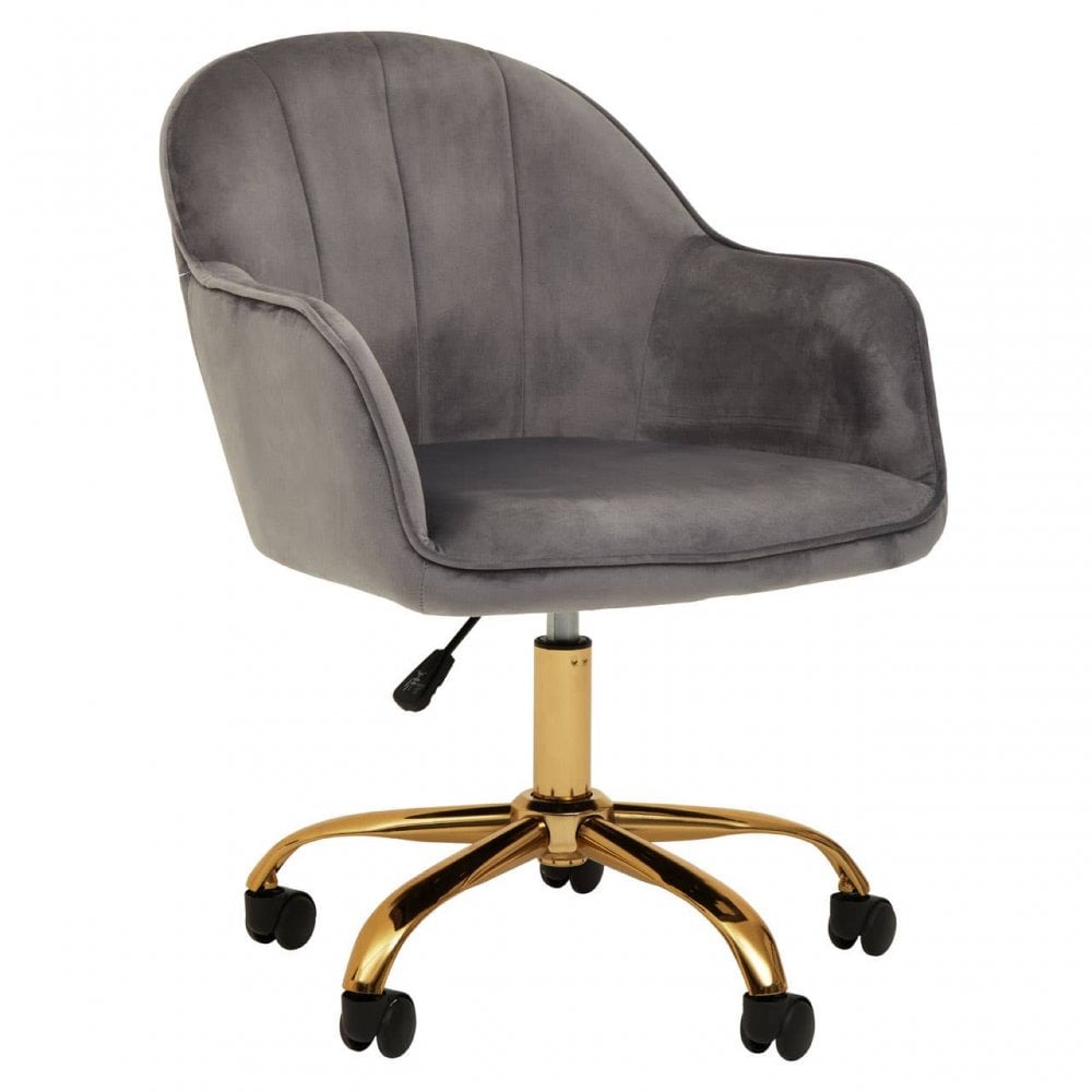 Brent Grey Velvet And Gold Base Home Office Chair