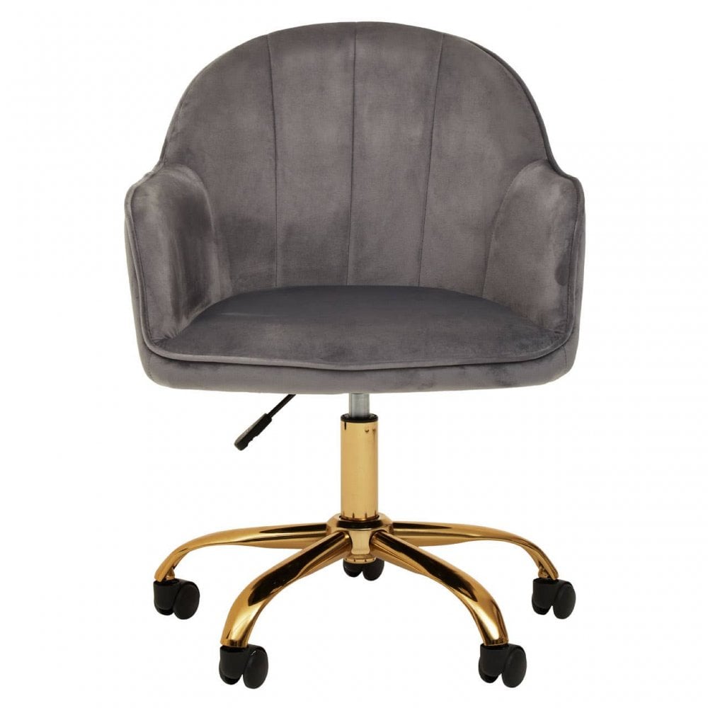 Brent Grey Velvet And Gold Base Home Office Chair