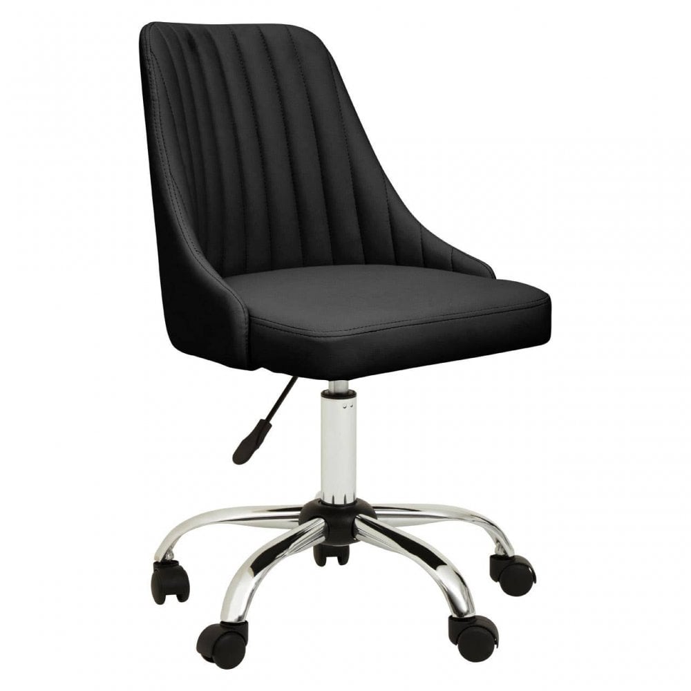 Brent Ribbed Black And Chrome Home Office Chair