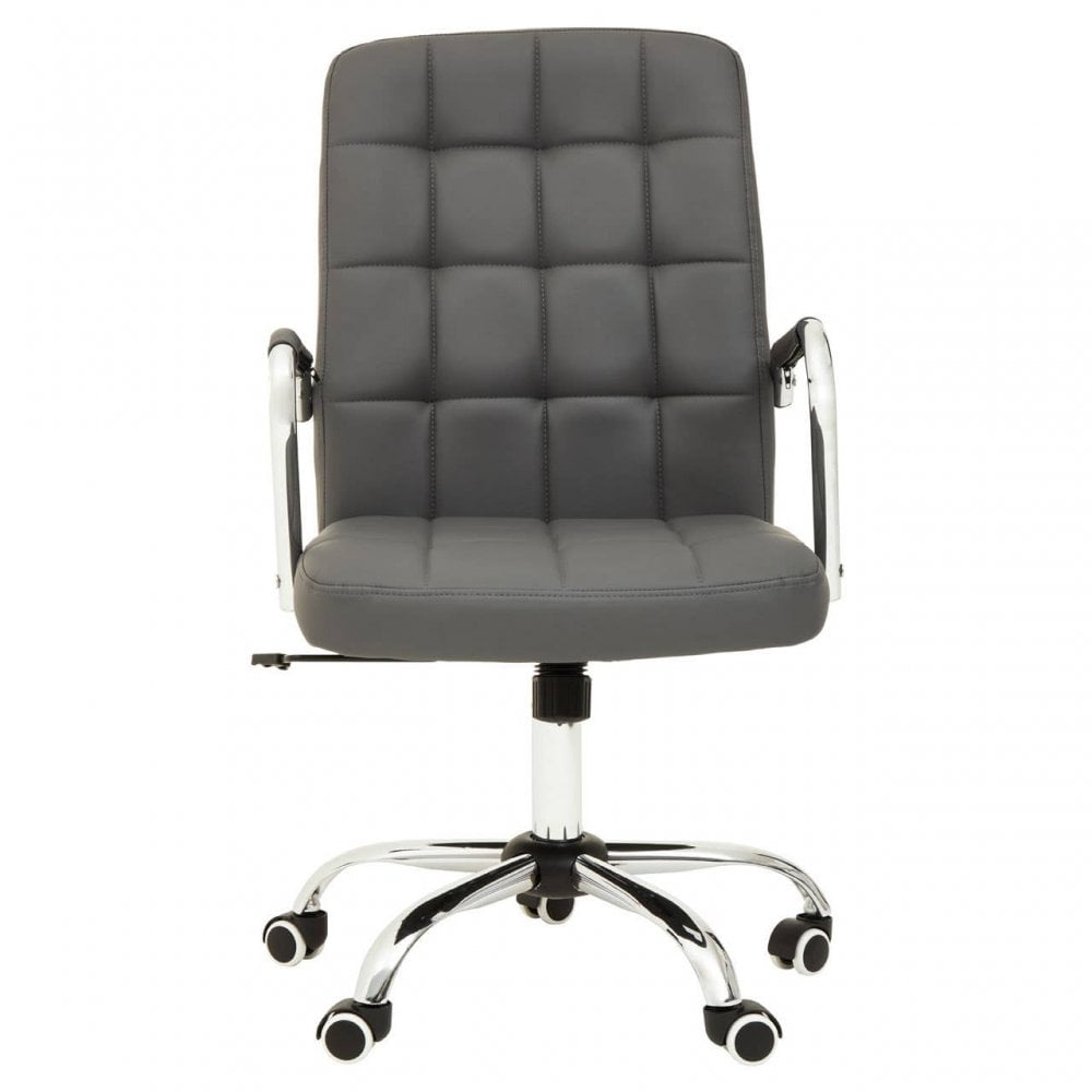 Brent Grey Leather Effect And Chrome Home Office Chair