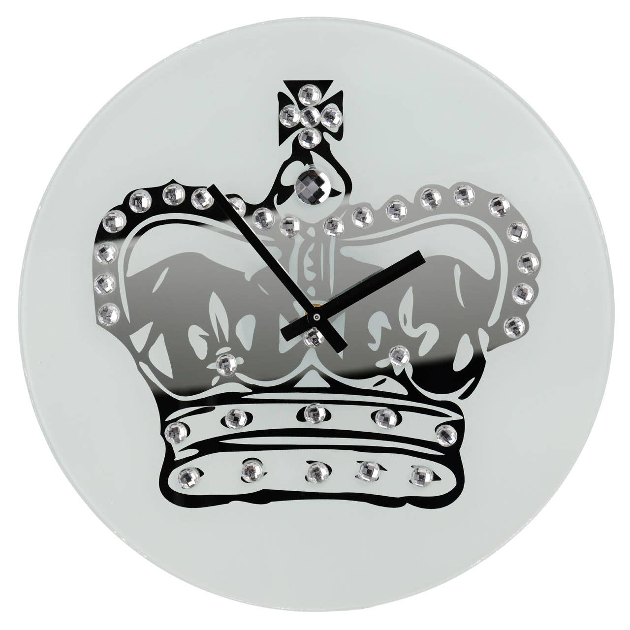 Glass Crown With Diamantes Wall Clock