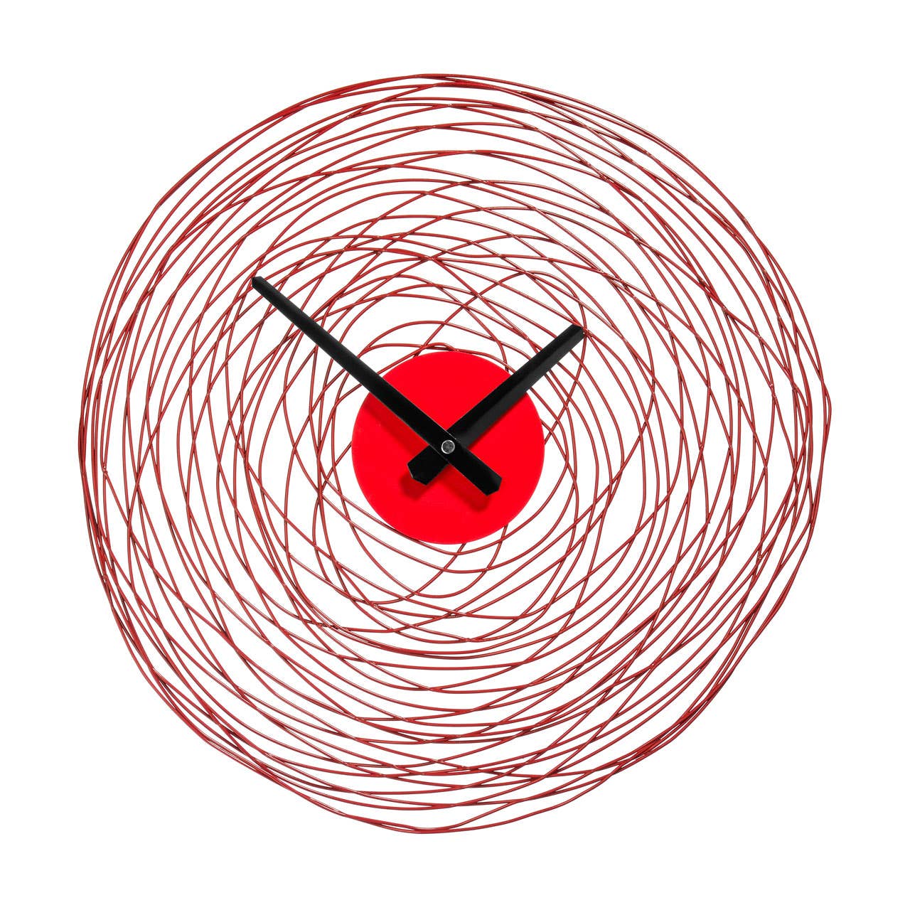 Red Swirl Metal And Plastic Wall Clock