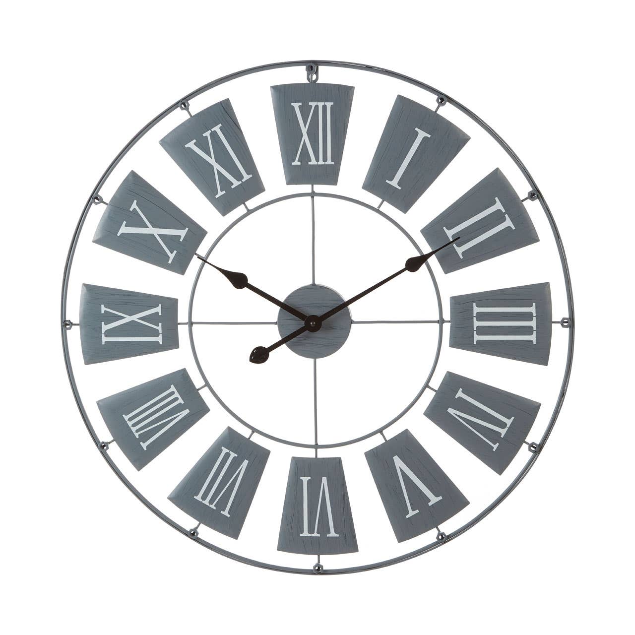 Grey Metal Large Wall Clock