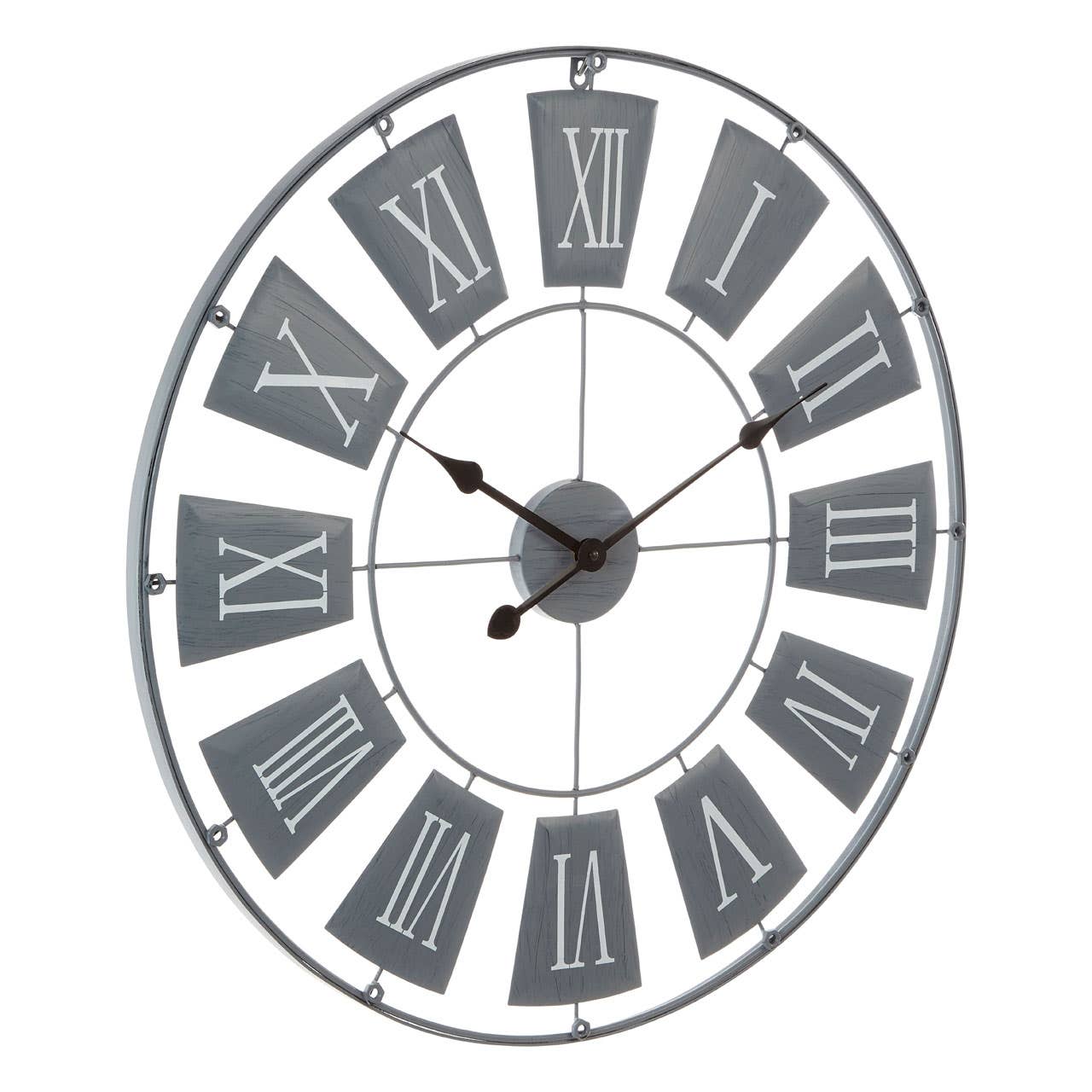 Grey Metal Large Wall Clock