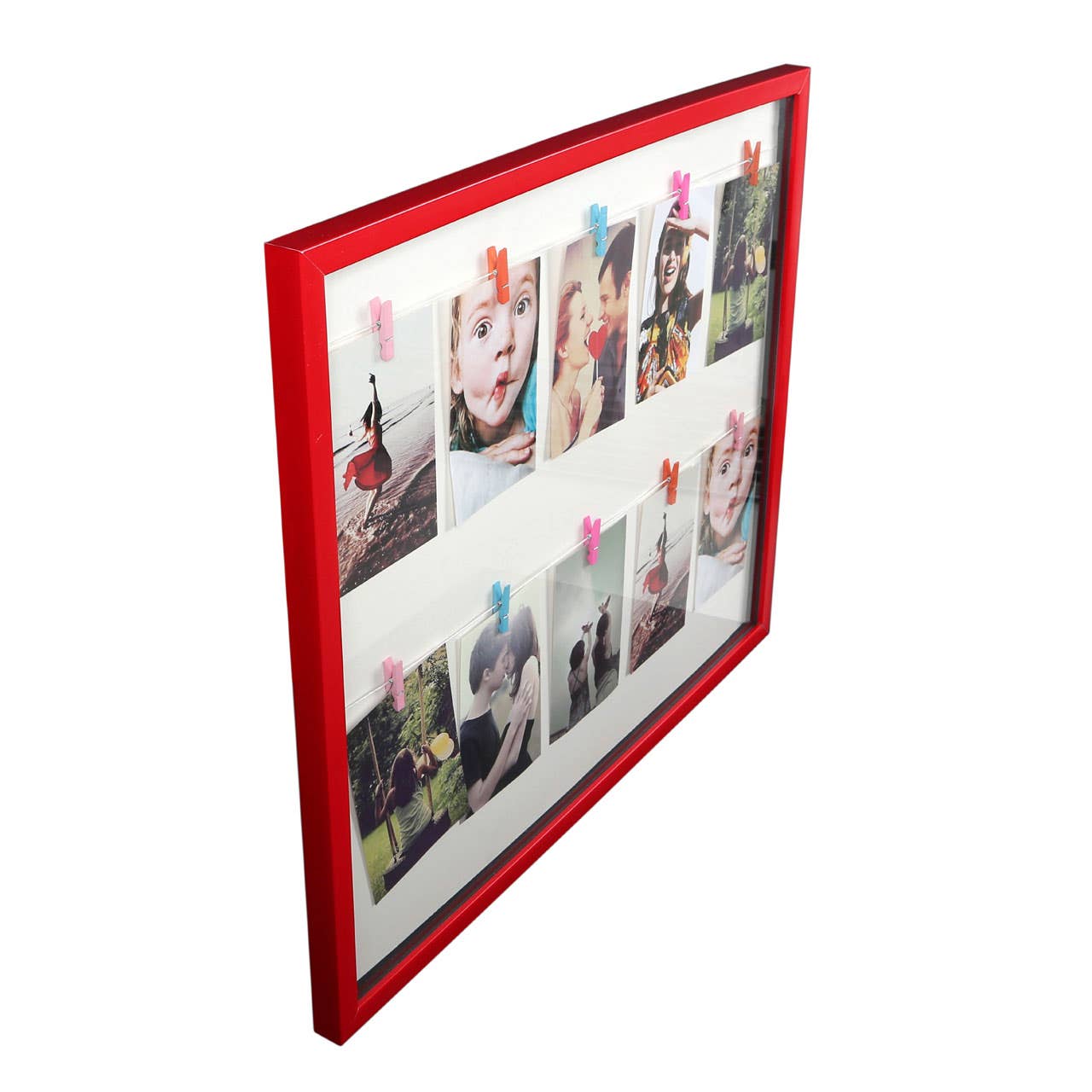 Deep Red 10 Peg Washing Line Photo Frame