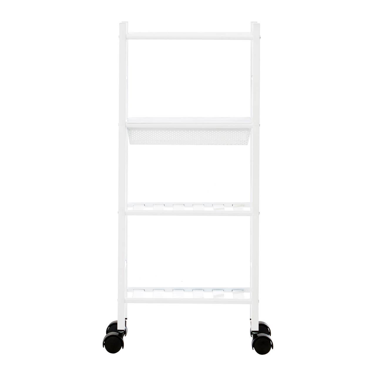 Dara 4 Tier White Trolley with Basket