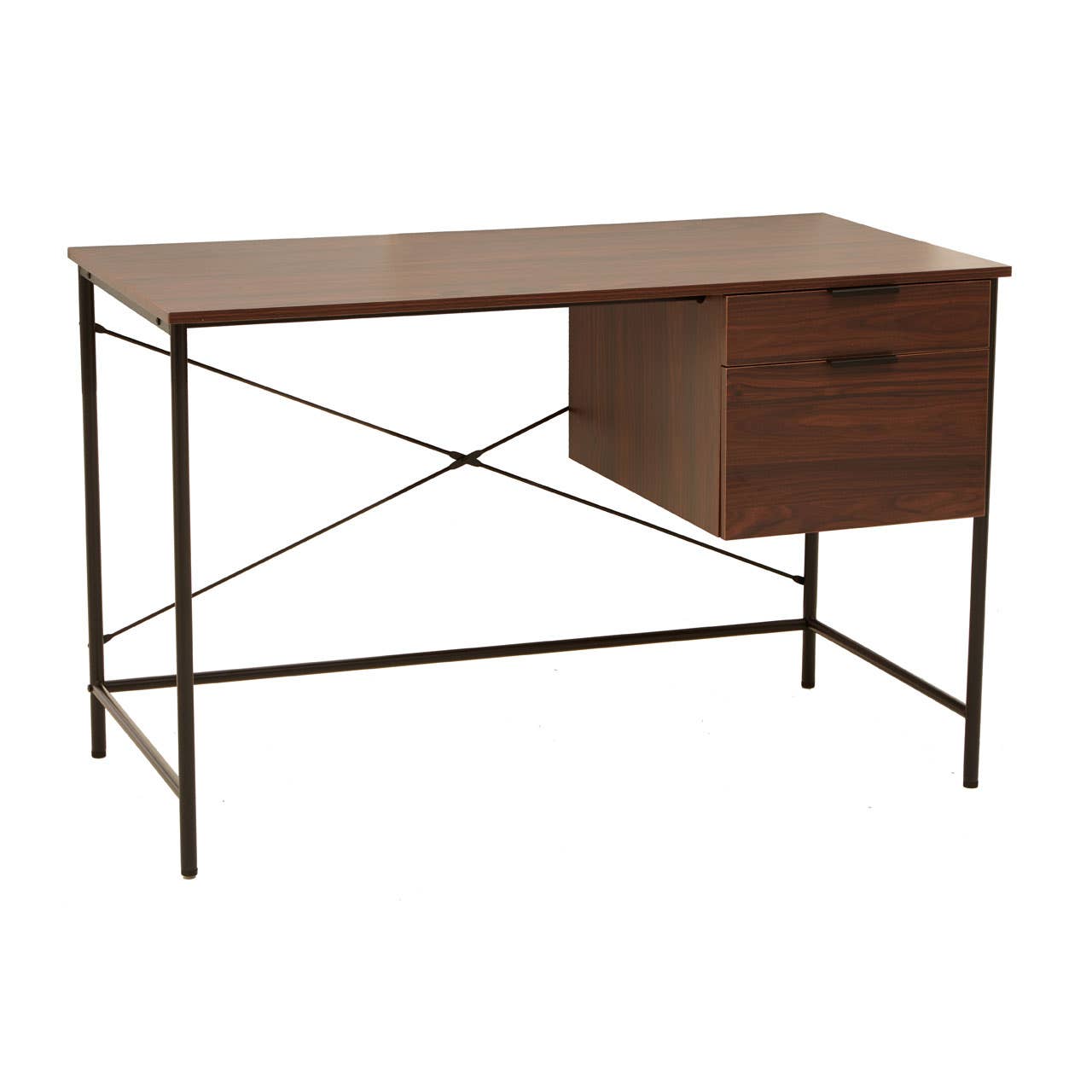 Bradbury Dark Walnut Veneer Desk With Drawers