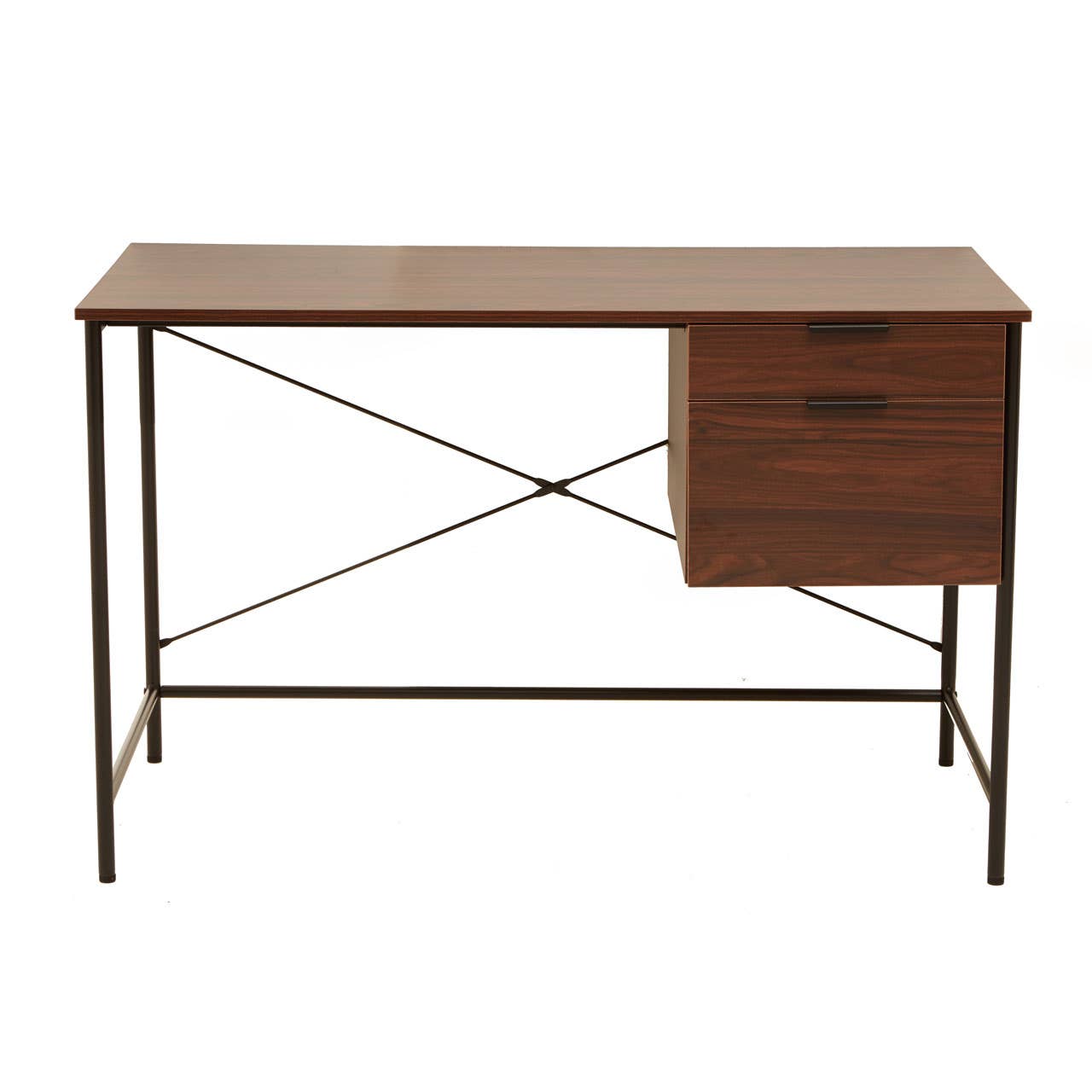 Bradbury Dark Walnut Veneer Desk With Drawers