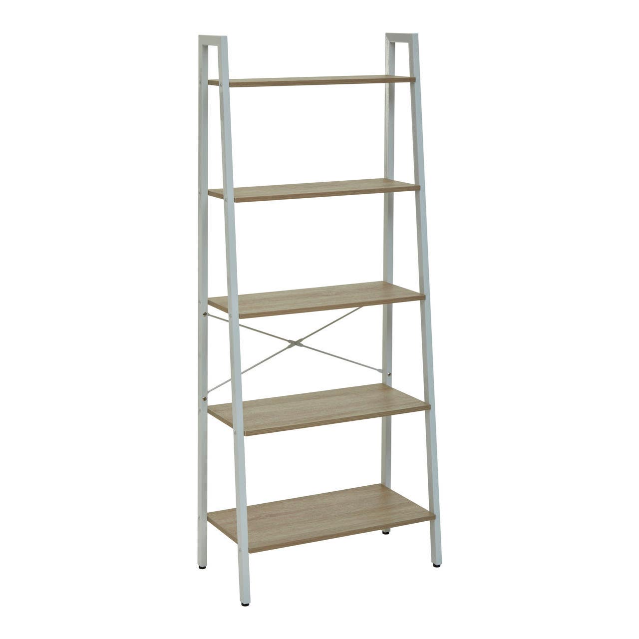 Bradbury Five Tier Natural Oak Veneer Ladder Shelf Unit