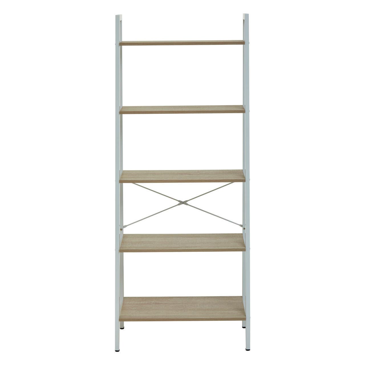 Bradbury Five Tier Natural Oak Veneer Ladder Shelf Unit