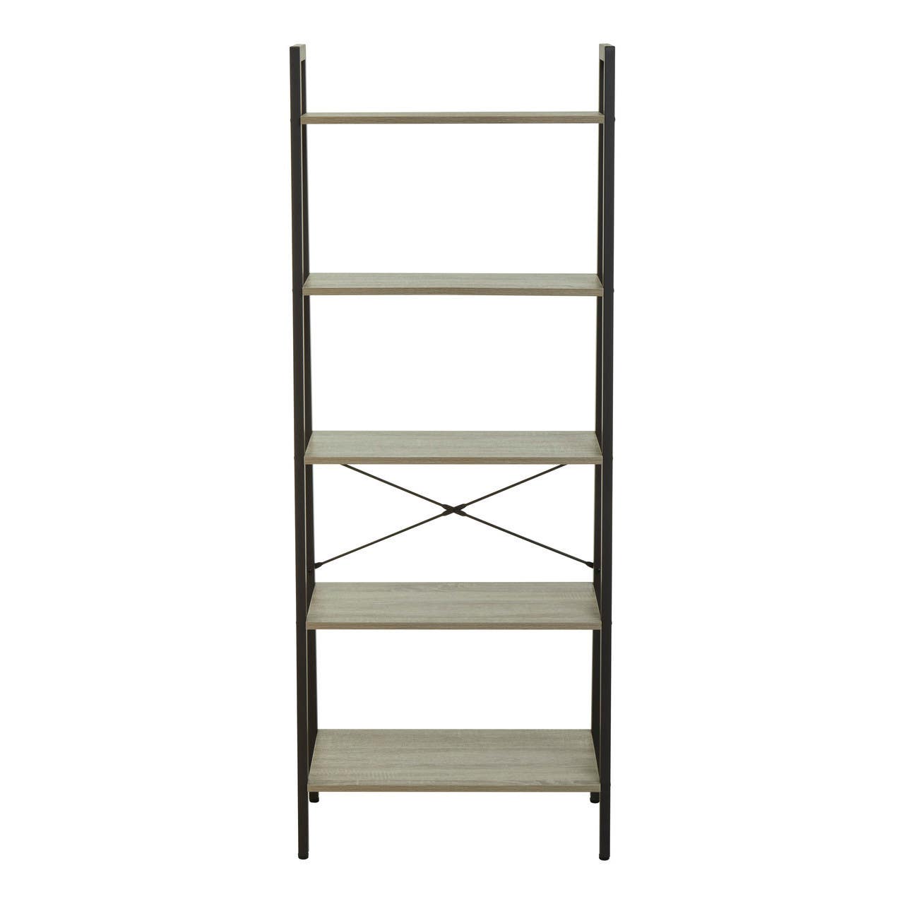 Bradbury Five Tier Grey Oak Veneer Ladder Shelf Unit