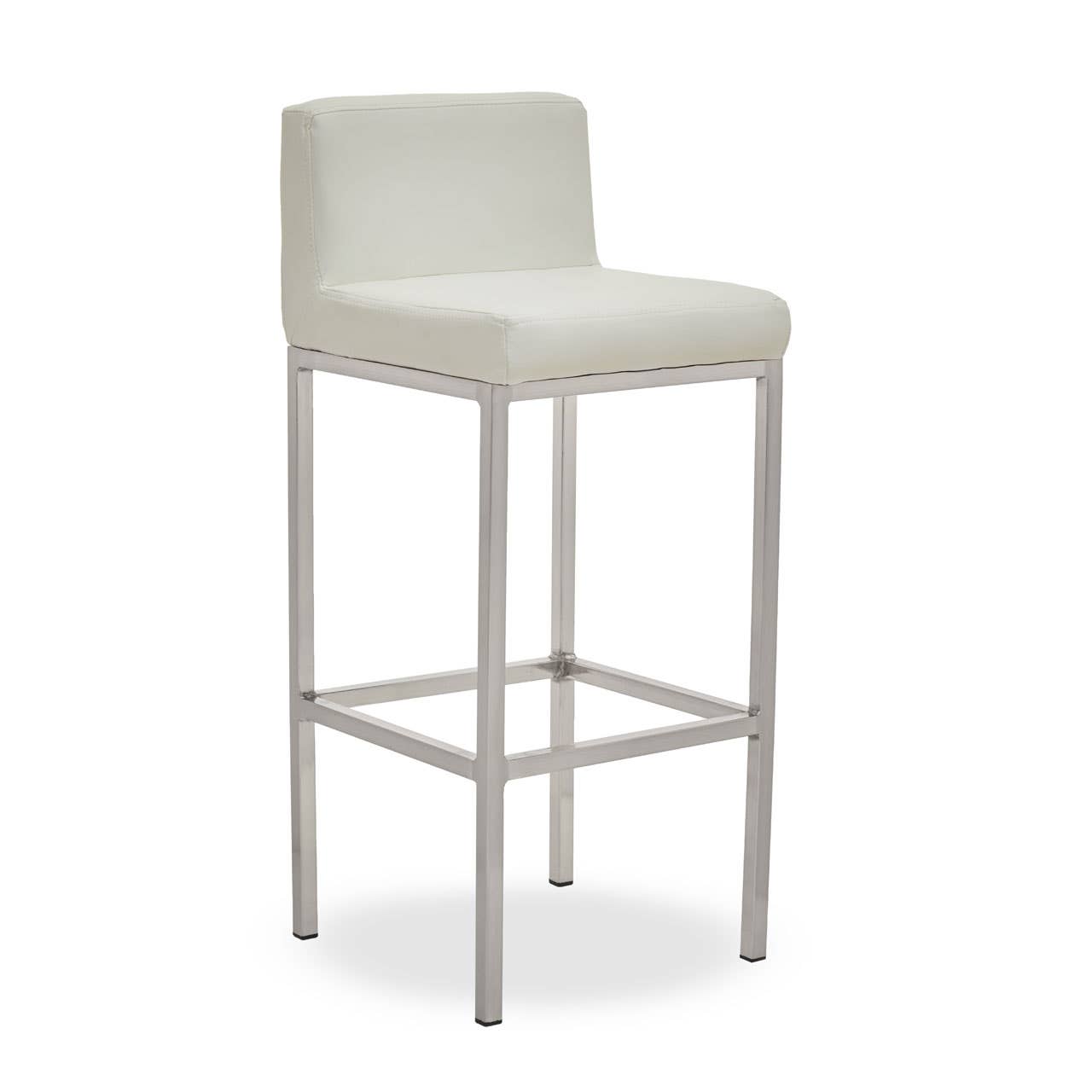 Baina White Pu And Chrome Finish Bar Chair