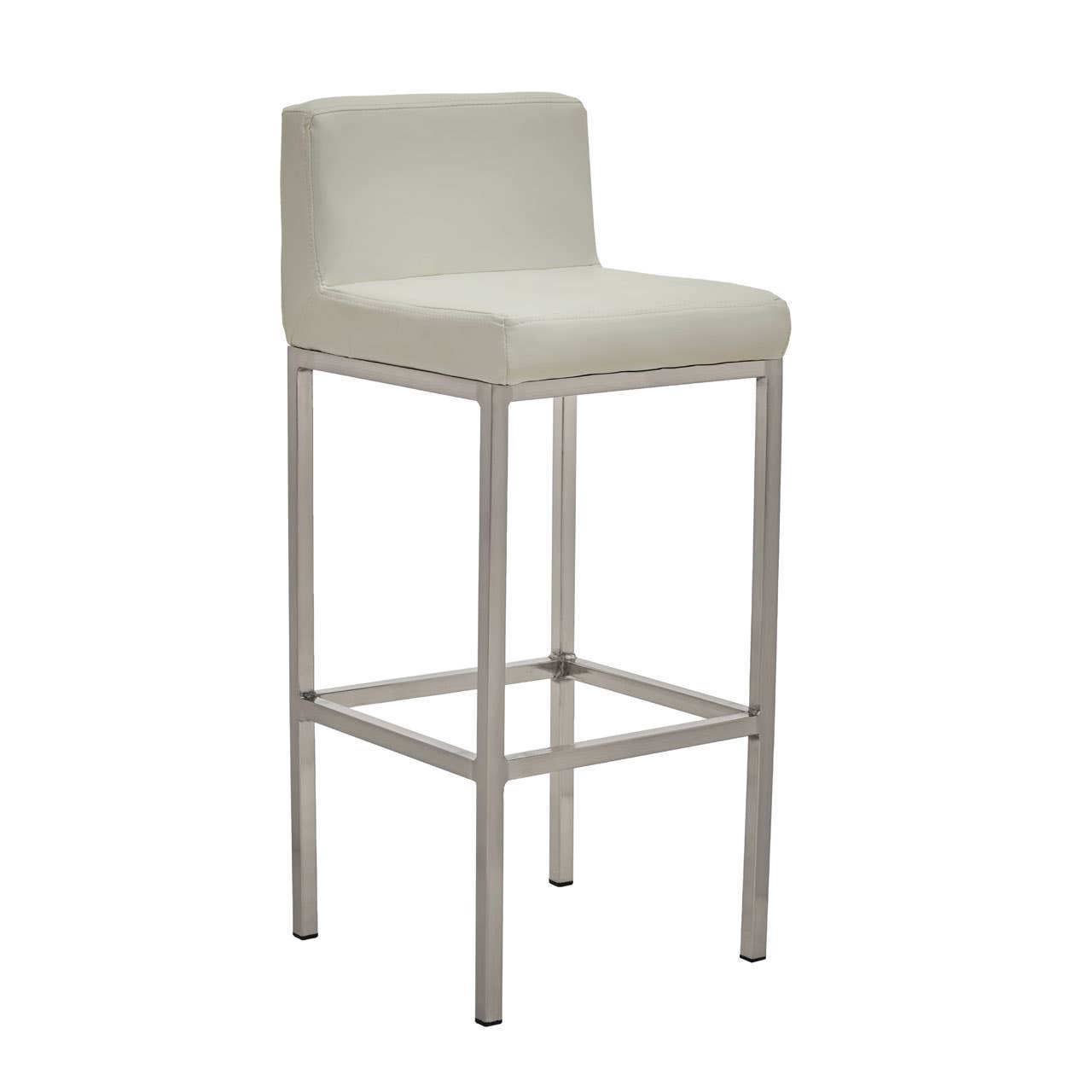 Baina White Pu And Chrome Finish Bar Chair