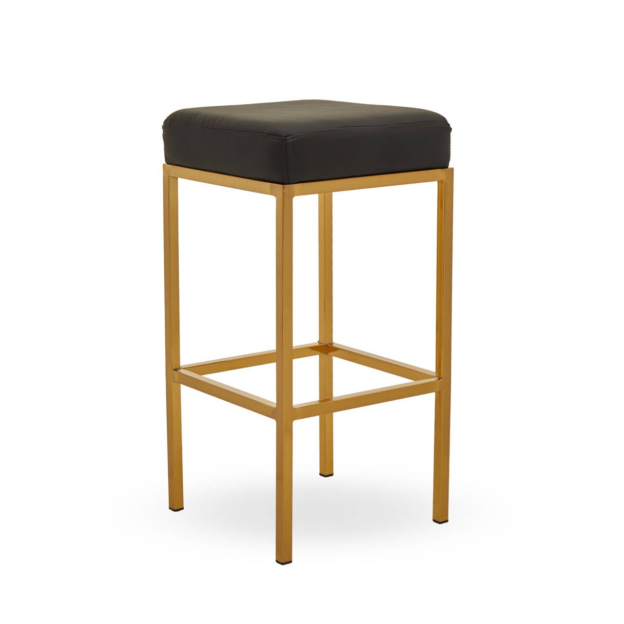 Baina Black Pu And Gold Finish Bar Stool