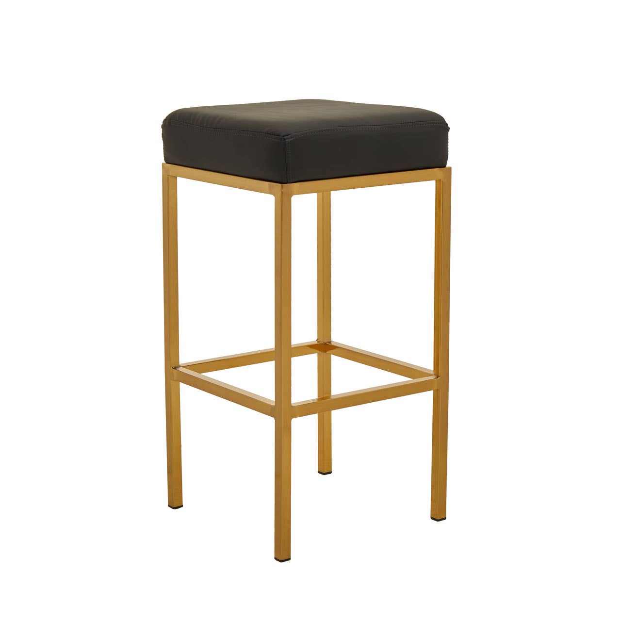 Baina Black Pu And Gold Finish Bar Stool