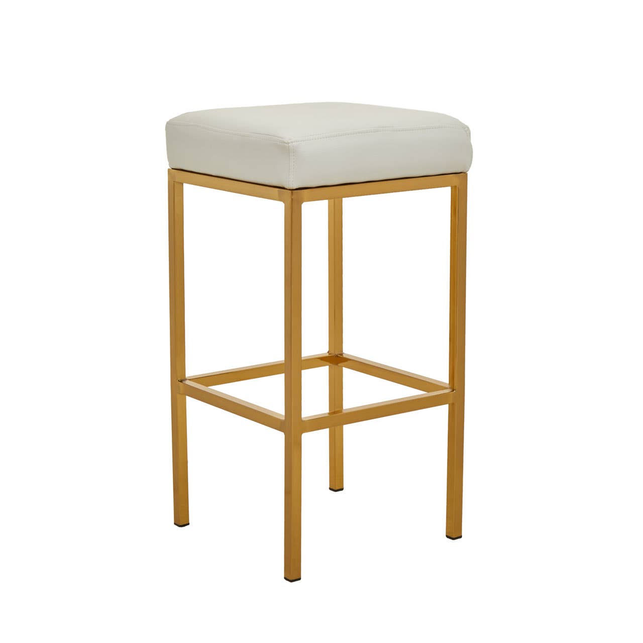 Baina White Pu And Gold Finish Bar Stool