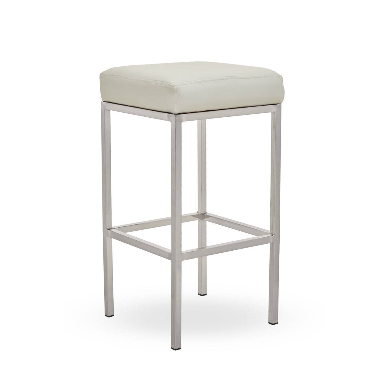 Baina White Pu And Chrome Finish Bar Stool