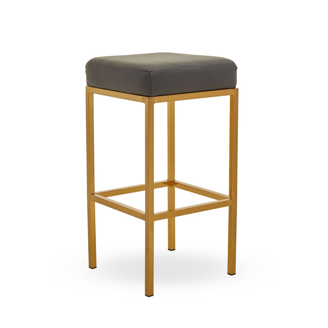 Baina Dark Grey Pu And Gold Finish Bar Stool